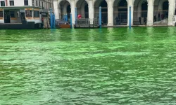 İklim aktivistleri, Venedik'in ünlü 'Büyük Kanal'ını yeşile boyadı