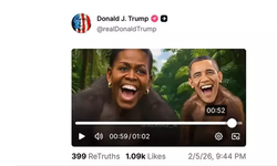 Trump'ın, Obama ve eşini maymun olarak tasvir eden video paylaşımı tepki topladı