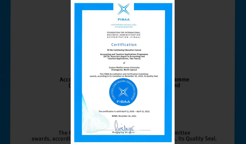 DAÜ Muhasebe ve Vergi Uygulamaları programlarına FIBAA’dan akreditasyon